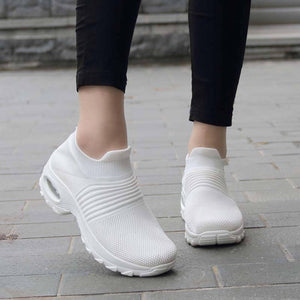 Damen Flying Woven Knit Sports Slip-on Freizeitschuhe