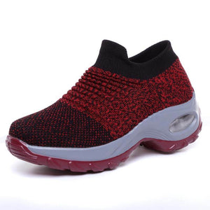 Damen Flying Woven Knit Sports Slip-on Freizeitschuhe