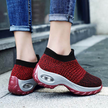 Damen Flying Woven Knit Sports Slip-on Freizeitschuhe