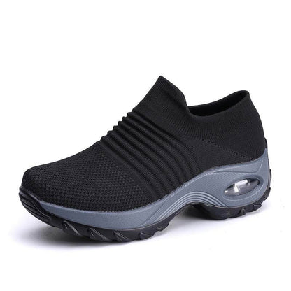 Damen Flying Woven Knit Sports Slip-on Freizeitschuhe