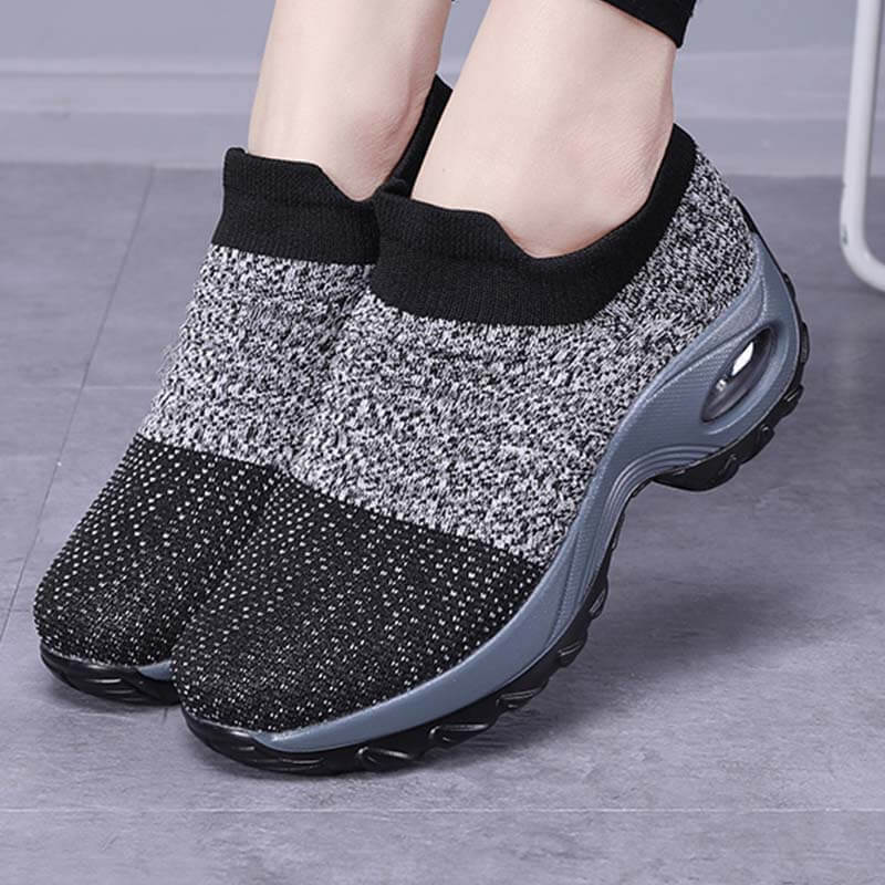 Damen Flying Woven Knit Sports Slip-on Freizeitschuhe