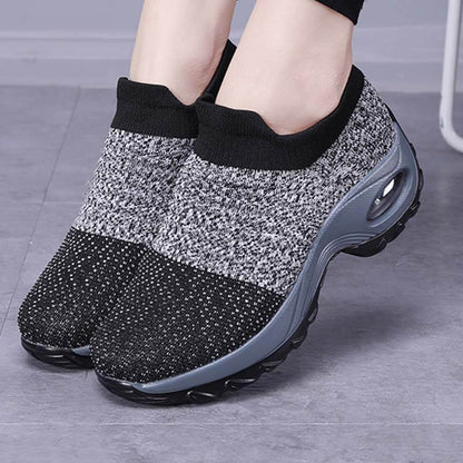 Damen Flying Woven Knit Sports Slip-on Freizeitschuhe