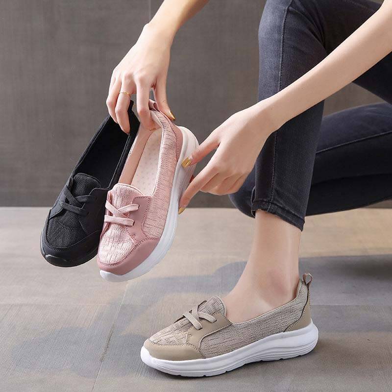 Damen Slip-on Freizeitschuhe Low-Top Flache Sohlen Wanderschuhe