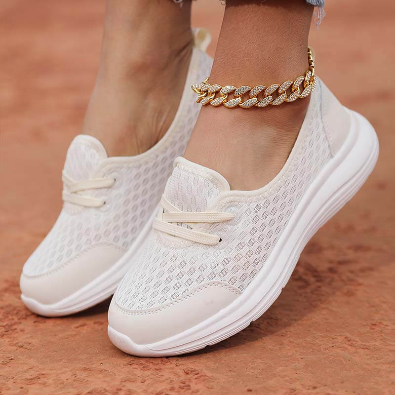 Damen Slip-On Casual Schuhe Low-Top Flache Sohle Flying Knit Walking Schuhe