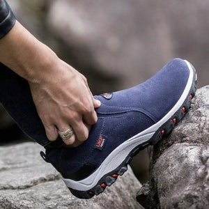 Waterproof hiking shoes without laces for men