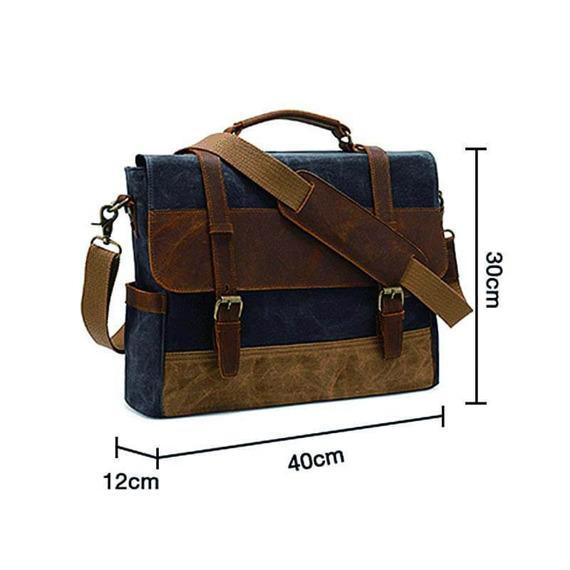 Herren-Umhängetasche aus Ölwachs-Canvas aus Leder mit Crazy Horse-Umhängetasche aus Leder mit Computer-Aktentasche und Retro-Umhängetasche