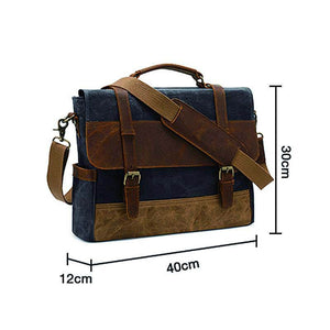 Herren-Umhängetasche aus Ölwachs-Canvas aus Leder mit Crazy Horse-Umhängetasche aus Leder mit Computer-Aktentasche und Retro-Umhängetasche