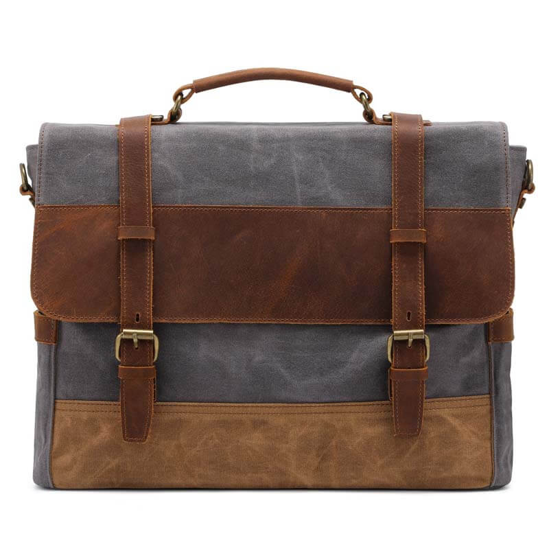Herren-Umhängetasche aus Ölwachs-Canvas aus Leder mit Crazy Horse-Umhängetasche aus Leder mit Computer-Aktentasche und Retro-Umhängetasche