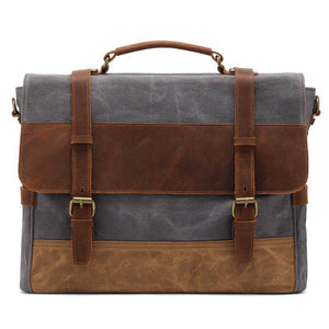 Herren-Umhängetasche aus Ölwachs-Canvas aus Leder mit Crazy Horse-Umhängetasche aus Leder mit Computer-Aktentasche und Retro-Umhängetasche