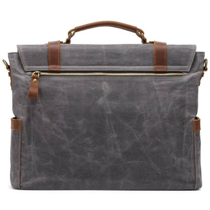 Herren-Umhängetasche aus Ölwachs-Canvas aus Leder mit Crazy Horse-Umhängetasche aus Leder mit Computer-Aktentasche und Retro-Umhängetasche