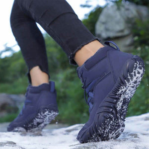 Herren-Fünffinger-Outdoor-Sport-Baumwollschuhe, Unisex, samtwarme Schneestiefel, verschleißfeste Anti-Ski-Bodenstiefel, verdickte Winterschuhe