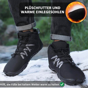 Herren-Fünffinger-Outdoor-Sport-Baumwollschuhe, Unisex, samtwarme Schneestiefel, verschleißfeste Anti-Ski-Bodenstiefel, verdickte Winterschuhe
