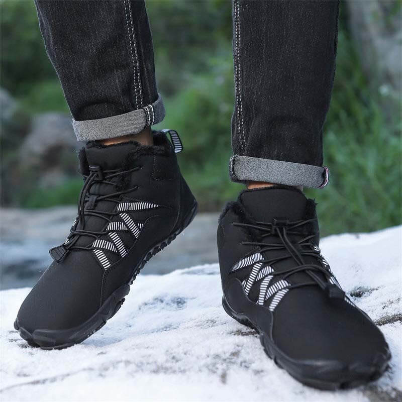 Damen-Fünffinger-Outdoor-Sport-Baumwollschuhe, Unisex, samtwarme Schneestiefel, verschleißfeste Anti-Ski-Bodenstiefel, verdickte Winterschuhe