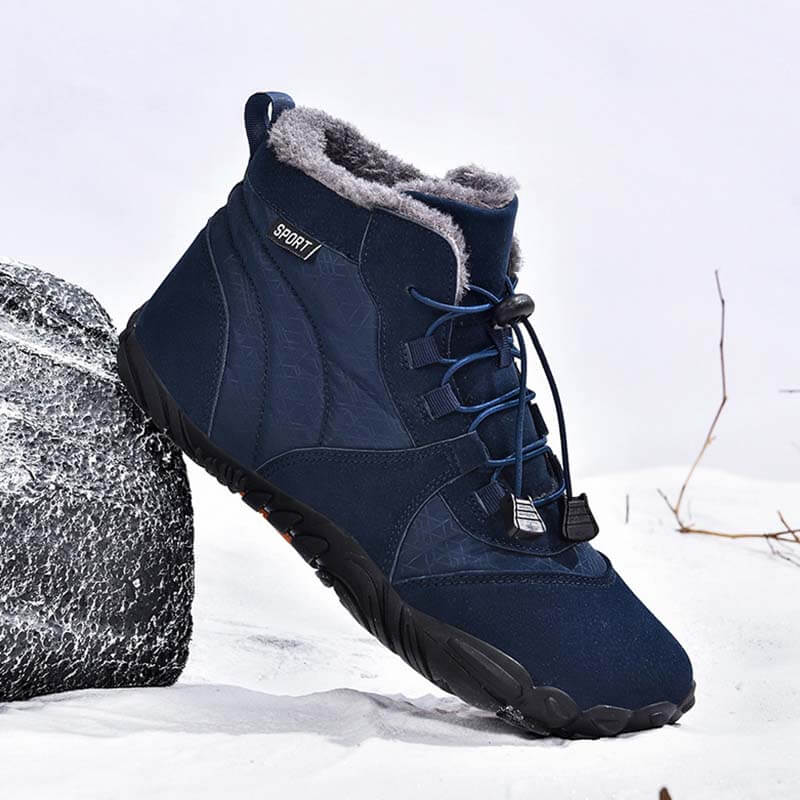 Herren Outdoor High-Top Baumwollschuhe, Unisex Barfußschuhe Arbeitsschuhe, Schneestiefel, warm, plus samtverdickte Mittelrohr-Wander-Winterschuhe