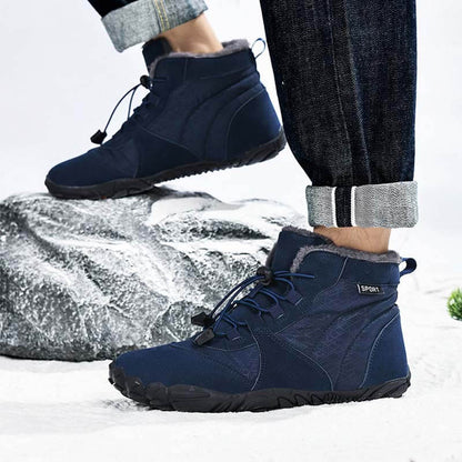 Herren Outdoor High-Top Baumwollschuhe, Unisex Barfußschuhe Arbeitsschuhe, Schneestiefel, warm, plus samtverdickte Mittelrohr-Wander-Winterschuhe