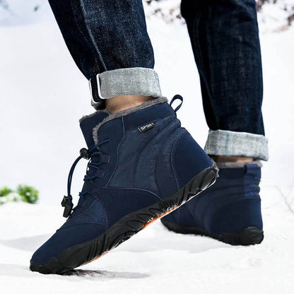 Herren Outdoor High-Top Baumwollschuhe, Unisex Barfußschuhe Arbeitsschuhe, Schneestiefel, warm, plus samtverdickte Mittelrohr-Wander-Winterschuhe