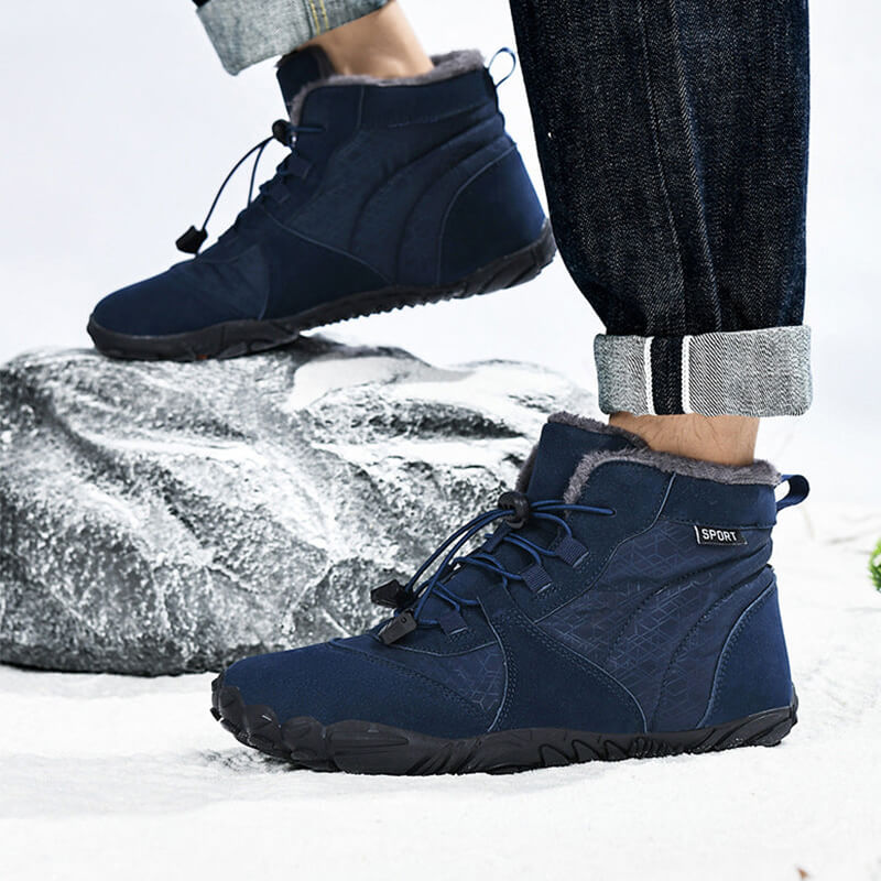Damen Outdoor High-Top Baumwollschuhe, Unisex Barfußschuhe Arbeitsschuhe, Schneestiefel, warm, plus samtverdickte Mittelrohr-Wander-Winterschuhe