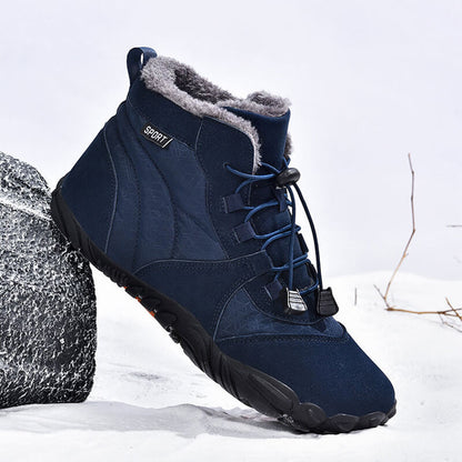 Damen Outdoor High-Top Baumwollschuhe, Unisex Barfußschuhe Arbeitsschuhe, Schneestiefel, warm, plus samtverdickte Mittelrohr-Wander-Winterschuhe