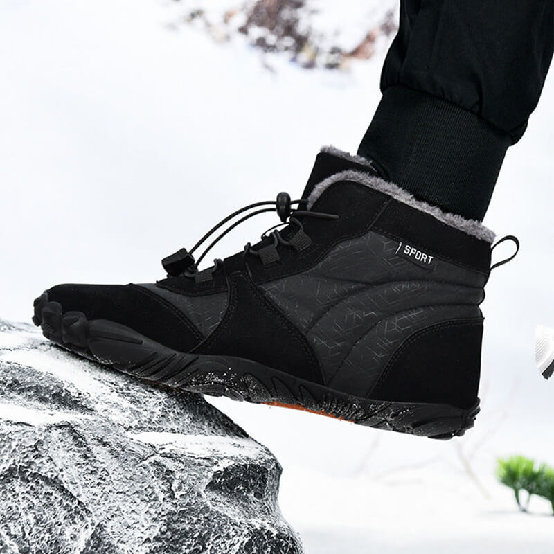 Damen Outdoor High-Top Baumwollschuhe, Unisex Barfußschuhe Arbeitsschuhe, Schneestiefel, warm, plus samtverdickte Mittelrohr-Wander-Winterschuhe
