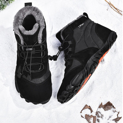 Damen Outdoor High-Top Baumwollschuhe, Unisex Barfußschuhe Arbeitsschuhe, Schneestiefel, warm, plus samtverdickte Mittelrohr-Wander-Winterschuhe