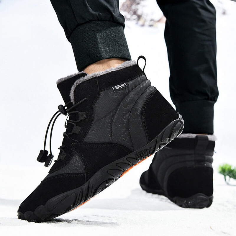 Damen Outdoor High-Top Baumwollschuhe, Unisex Barfußschuhe Arbeitsschuhe, Schneestiefel, warm, plus samtverdickte Mittelrohr-Wander-Winterschuhe