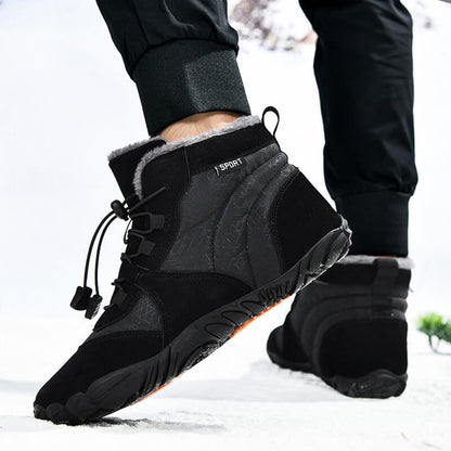 Damen Outdoor High-Top Baumwollschuhe, Unisex Barfußschuhe Arbeitsschuhe, Schneestiefel, warm, plus samtverdickte Mittelrohr-Wander-Winterschuhe