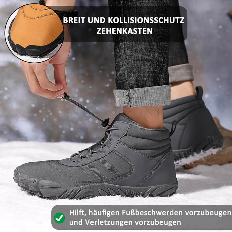 Herren Barfußschuhe Winter Wasserdicht Trailrunning Schuhe Warm Gefüttert Winterschuhe Unisex Outdoor Schneestiefel Rutschfeste Winterstiefel