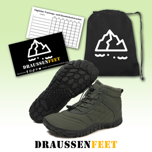 draussenfeet winter barfussschuhe schneestiefel 31490 armeegrun