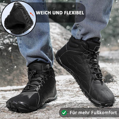 Warme Verschleißfeste Winterstiefel Außenbereich Mittellange Bergsteigerstiefel Rutschfester & Wasserdichter Barfußschuh für den Winter (Unisex)
