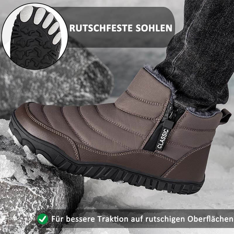 Herren Verdickte Warme Outdoor-Freizeit-Schneestiefel Mit Seitlichem Reißverschluss Rutschfester & Wasserdichter Barfußschuh für den Winter