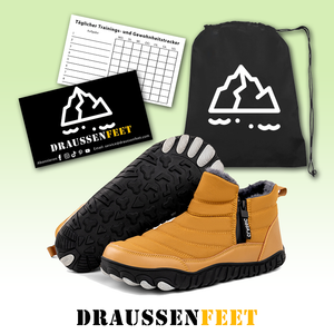 draussenfeet winter barfussschuhe schneestiefel 31502 kamel