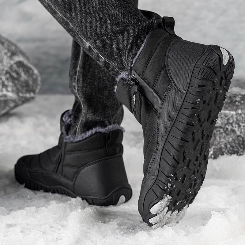 Herren Verdickte Warme Outdoor-Freizeit-Schneestiefel Mit Seitlichem Reißverschluss Rutschfester & Wasserdichter Barfußschuh für den Winter