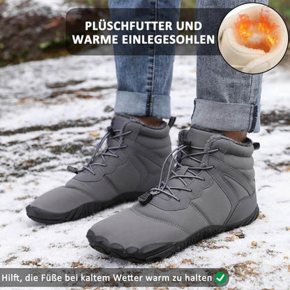 Warme Schneestiefel für den Winter im Freien Verschleißfeste Wanderschuhe mit Mittlerem Schaft Rutschfester & Wasserdichter Barfußschuh für den Winter (Unisex)