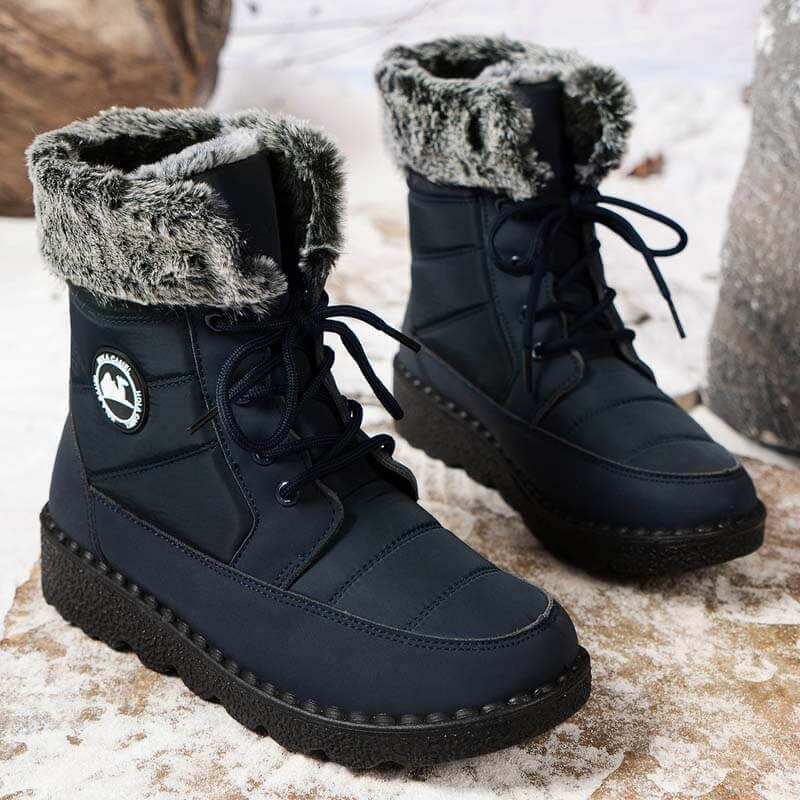 Damenmode Baumwollstiefel mit dicker Sohle, höhenverstellbare lange Stiefel, kältebeständige, warme Schneestiefel