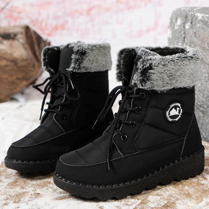 Damenmode Baumwollstiefel mit dicker Sohle, höhenverstellbare lange Stiefel, kältebeständige, warme Schneestiefel
