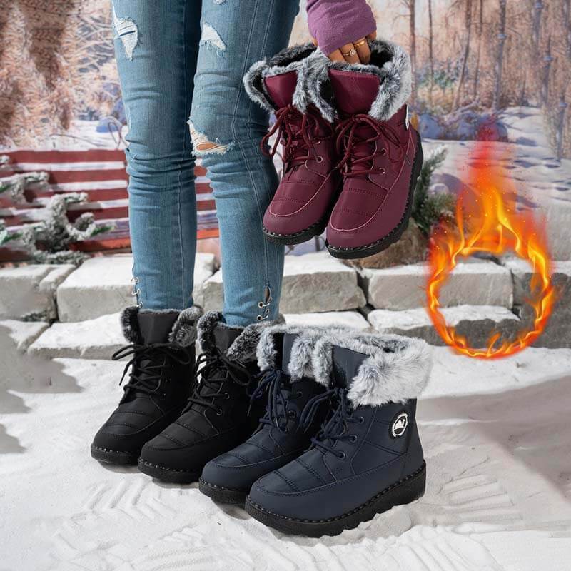 Damenmode Baumwollstiefel mit dicker Sohle, höhenverstellbare lange Stiefel, kältebeständige, warme Schneestiefel