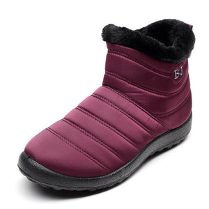 Non-slip waterproof women's snow letters with zipper made of cotton