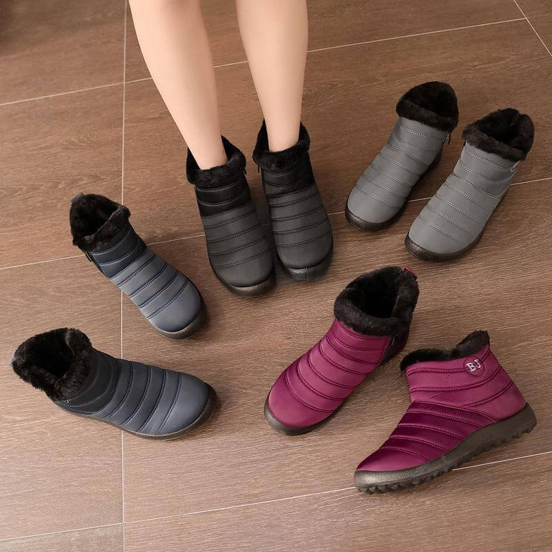 Rutschfeste wasserdichte Damen-Schneeschuhe mit Reißverschluss aus Baumwolle