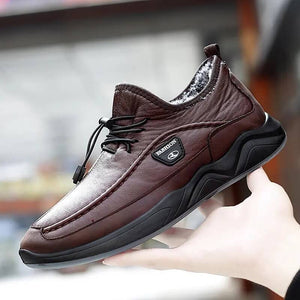 Men Winter warm plush food slipproofed casual leather apartments