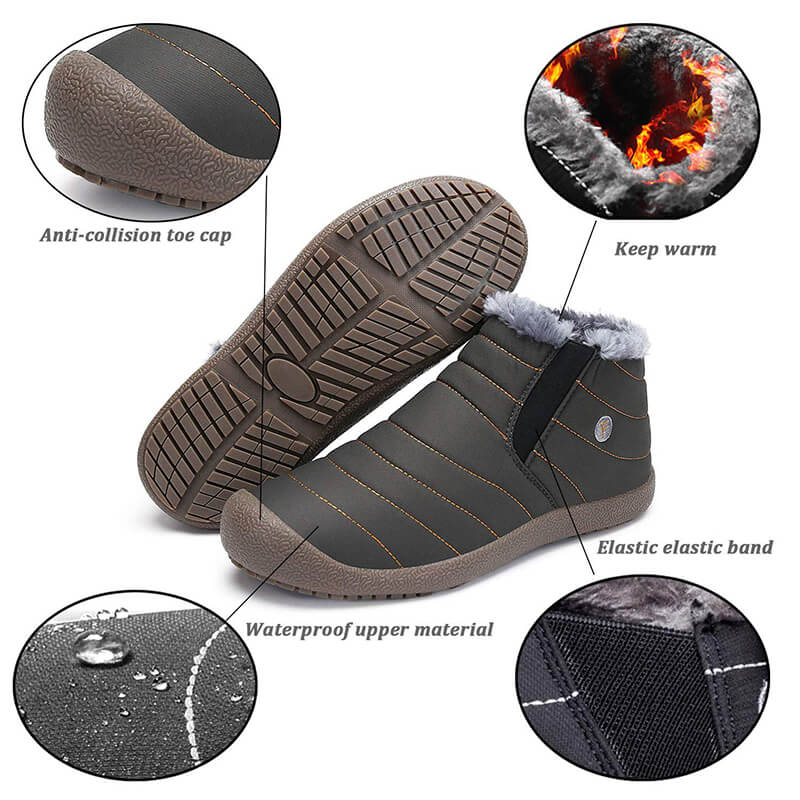 Herren Slip On Ankle Booties Anti-Rutsch-Wasserbeständige Pelzgefütterte Schneeschuhe Outdoor-Sneakers