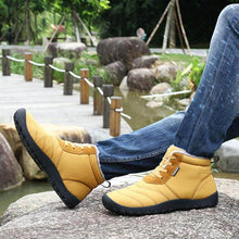 Lade das Bild in den Galerie-Viewer, Große Größe Herren Streifen wasserdichte Plüsch Futter Streifen Stiefeletten
