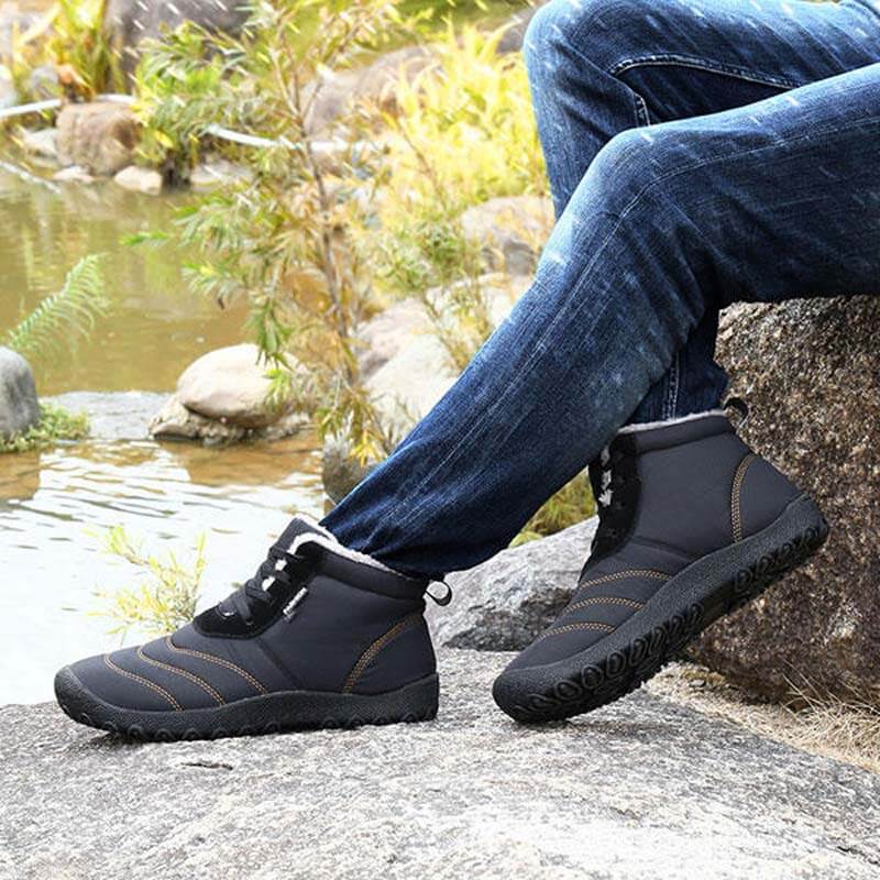 Große Größe Herren Streifen wasserdichte Plüsch Futter Streifen Stiefeletten