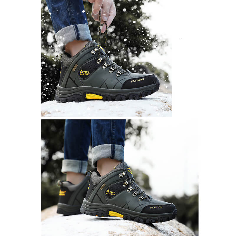 Herren Wasserdichte Leder Turnschuhe Super Warm Outdoor High-Top Wanderschuhe Arbeitsschuhe Winter Schneeschuhe