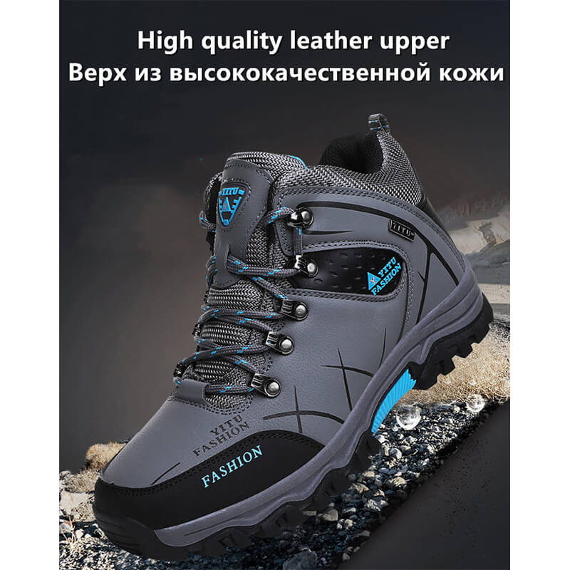 Herren Wasserdichte Leder Turnschuhe Super Warm Outdoor High-Top Wanderschuhe Arbeitsschuhe Winter Schneeschuhe