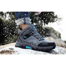 Lade das Bild in den Galerie-Viewer, Herren Wasserdichte Leder Turnschuhe Super Warm Outdoor High-Top Wanderschuhe Arbeitsschuhe Winter Schneeschuhe
