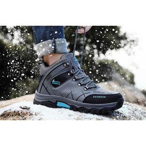 Herren Wasserdichte Leder Turnschuhe Super Warm Outdoor High-Top Wanderschuhe Arbeitsschuhe Winter Schneeschuhe