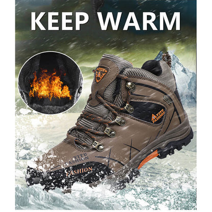 Herren Wasserdichte Leder Turnschuhe Super Warm Outdoor High-Top Wanderschuhe Arbeitsschuhe Winter Schneeschuhe