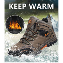 Lade das Bild in den Galerie-Viewer, Herren Wasserdichte Leder Turnschuhe Super Warm Outdoor High-Top Wanderschuhe Arbeitsschuhe Winter Schneeschuhe
