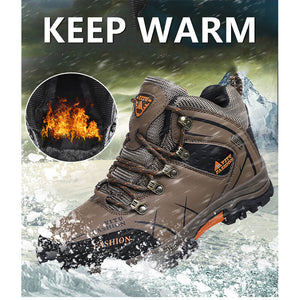 Herren Wasserdichte Leder Turnschuhe Super Warm Outdoor High-Top Wanderschuhe Arbeitsschuhe Winter Schneeschuhe
