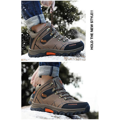 Herren Wasserdichte Leder Turnschuhe Super Warm Outdoor High-Top Wanderschuhe Arbeitsschuhe Winter Schneeschuhe